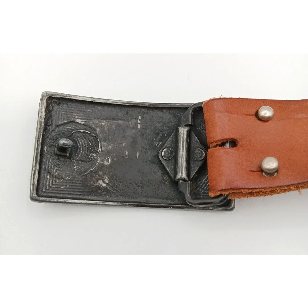 EXPRESS Genuine Leather Belt Women 32 (M) Brown Embossed Statement Boho Western
